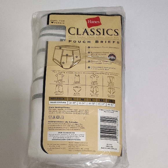 Vintage 2001 Hanes Classics  White Pouch Briefs Sz XL 3 Pack - Picture 2 of 9